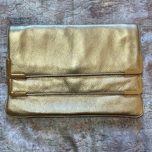 Michael Kors gold leather clutch with gold hardware